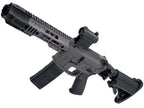 EMG SAI GRY AEG compact airsoft rifle by EMG in gray with adjustable stock and red dot sight