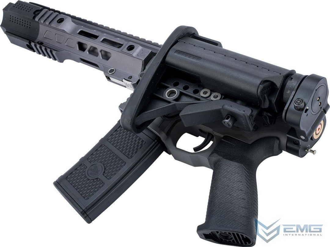 EMG SAI GRY AEG compact grey tactical airsoft rifle with magazine ergonomic pistol grip and rail handguard