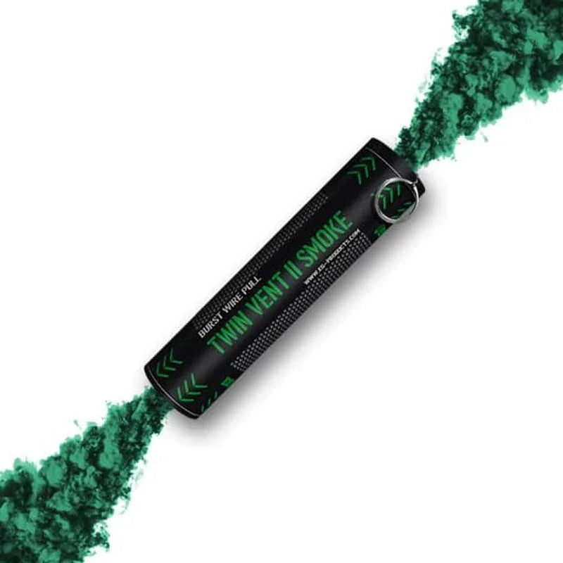 ENOLA GAYE BURST GRENADE SMOKE canister emitting vibrant green smoke for outdoor events