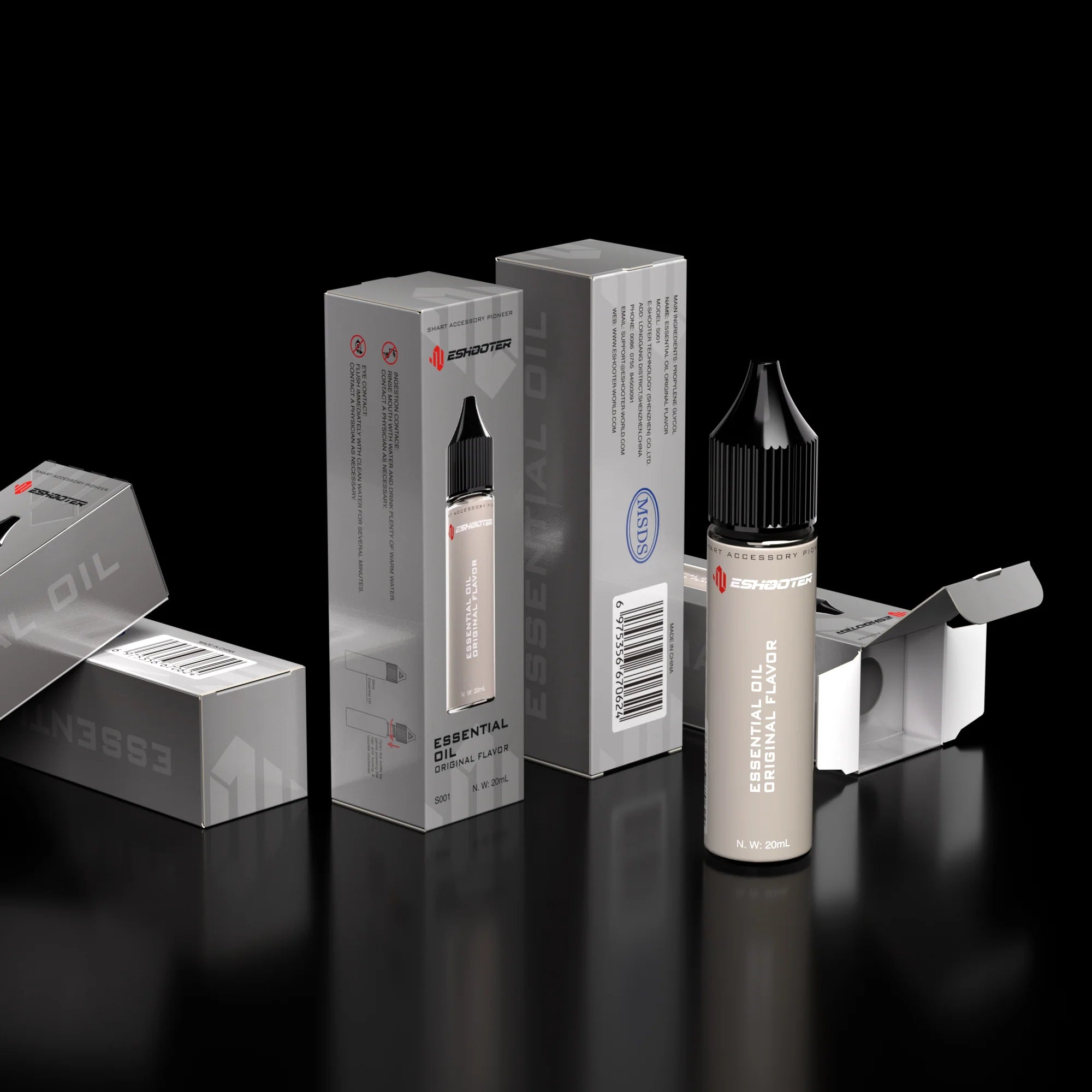 ESHOOTER ESSENTIAL OIL FLARE SMOKY Bottles with Packaging for Aromatherapy Use