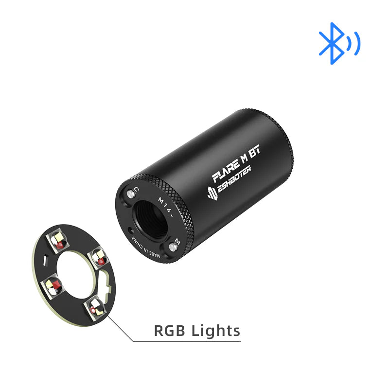 ESHOOTER FLARE M Bluetooth Tracer Unit with RGB Lights for enhanced airsoft performance
