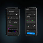ESHOOTER FLARE M BLUETOOTH TRACER UNIT mobile app interface for adjusting settings and colors