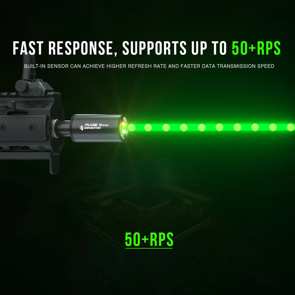 ESHOOTER FLARE MONO TRACER UNIT with fast response supporting 50+ RPS for enhanced shooting accuracy
