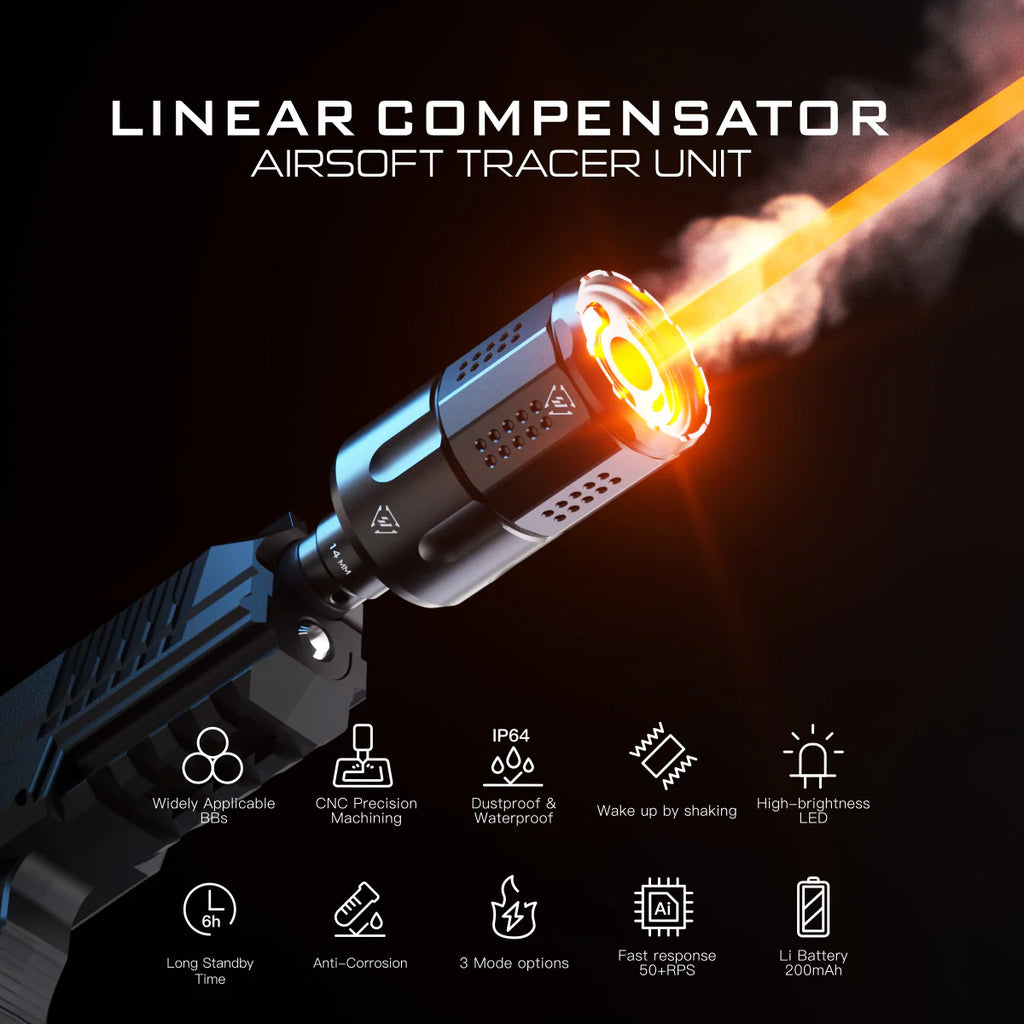 ESHOOTER FLARE MONO V804 TRACER showcasing a linear compensator with LED light and durable design