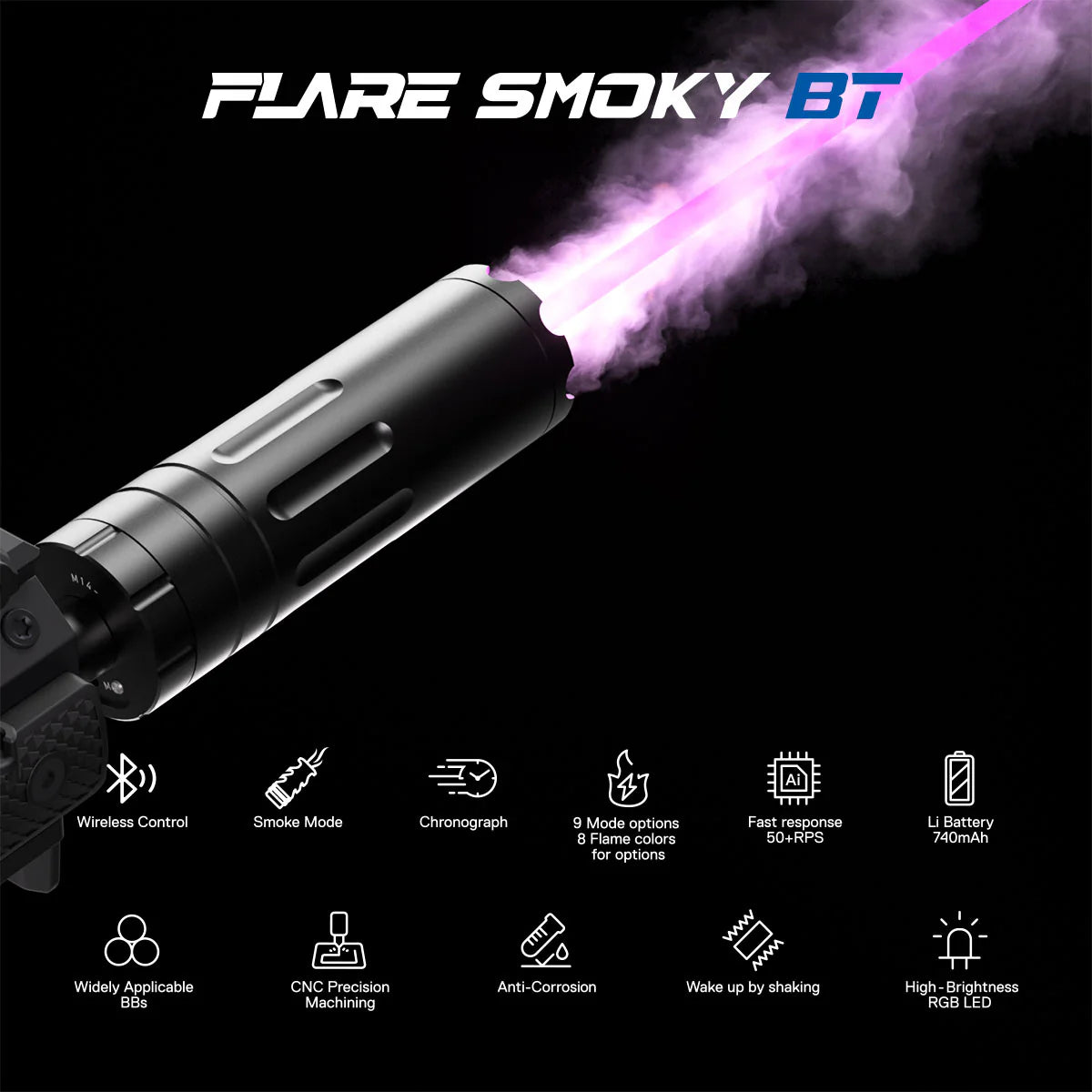 ESHOOTER FLARE SMOKY BLUETOOTH V900 TRACER UNIT with wireless control and high brightness LED features