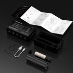 ESHOOTER FLARE SMOKY BLUETOOTH V900 TRACER UNIT with accessories and instruction manual on a black background
