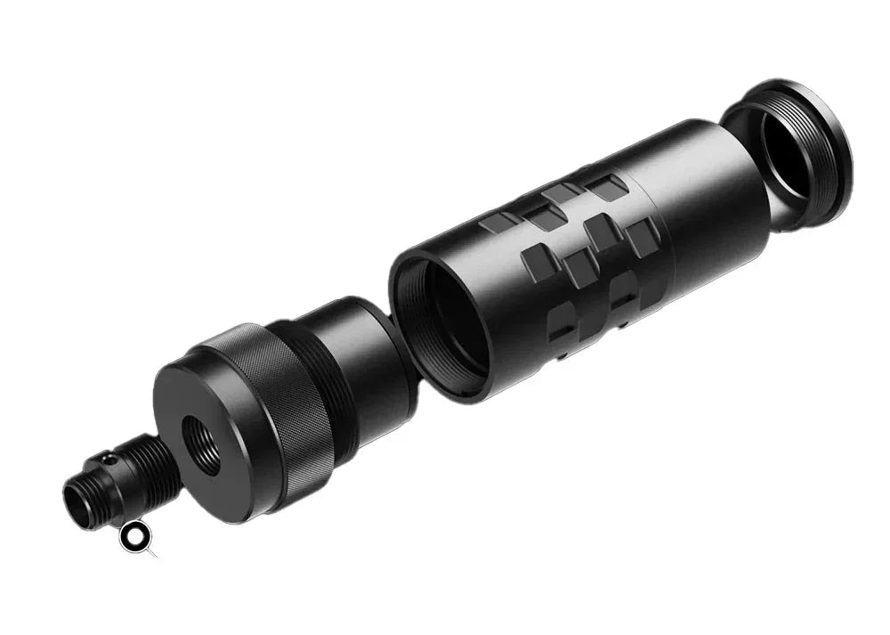 ESHOOTER FLARE TRACER TYPE A accessory with a sleek black design and threaded connections