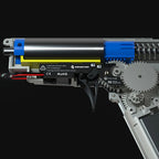Close-up of ESHOOTER KESTREL V3 BLUETOOTH ETU with detailed internal mechanisms and wiring