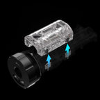 Close-up of ESHOOTER SPLIT OIL TANK FLARE SMOKY showing clear tank and adjustable components