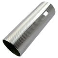 Silver metal FPS SOFTAIR Cylinder with ribbed texture and rectangular cutout for airsoft gun internals