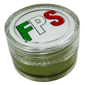 Small clear jar of FPS SOFTAIR GREASE GR02 with green grease inside and FPS logo on the lid