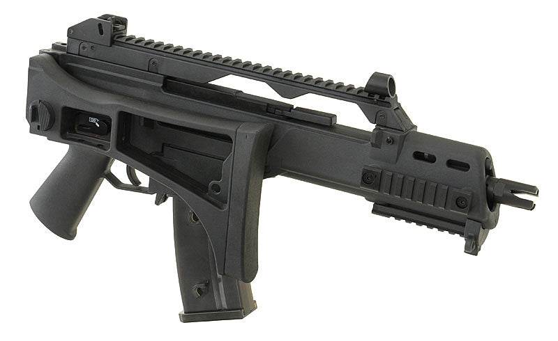 Réplique airsoft GBBR G36C GBB noire par ARMY ARMAMENT avec design compact et rail supérieur