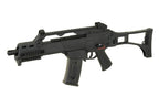 Fusil airsoft ARMY ARMAMENT g36c gbb avec crosse pliante noire et chargeur transparent