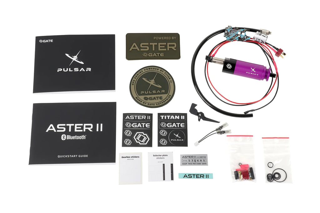 Kit complet GATE PULSAR H avec accessoires et manuel pour installation et fonctionnement interne