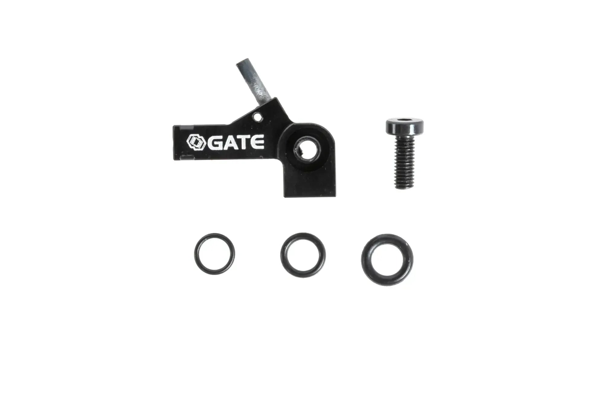 GATE TACTICKER TRIGGER assembly with mounting screw and O-rings in black for precision airsoft upgrades