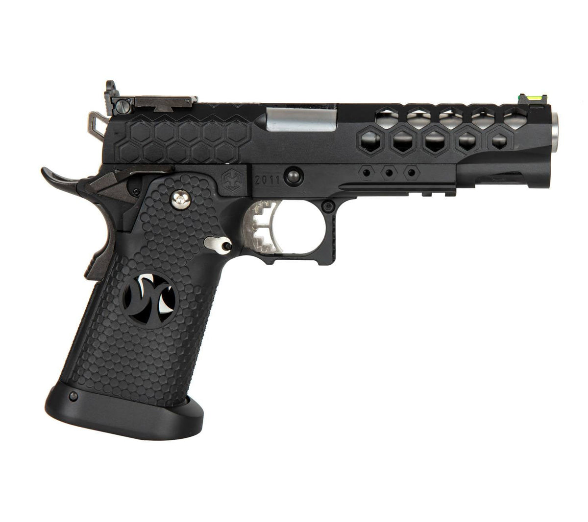 ArmorWorks GBB pistol with hexagonal design and ergonomic grip for enhanced performance