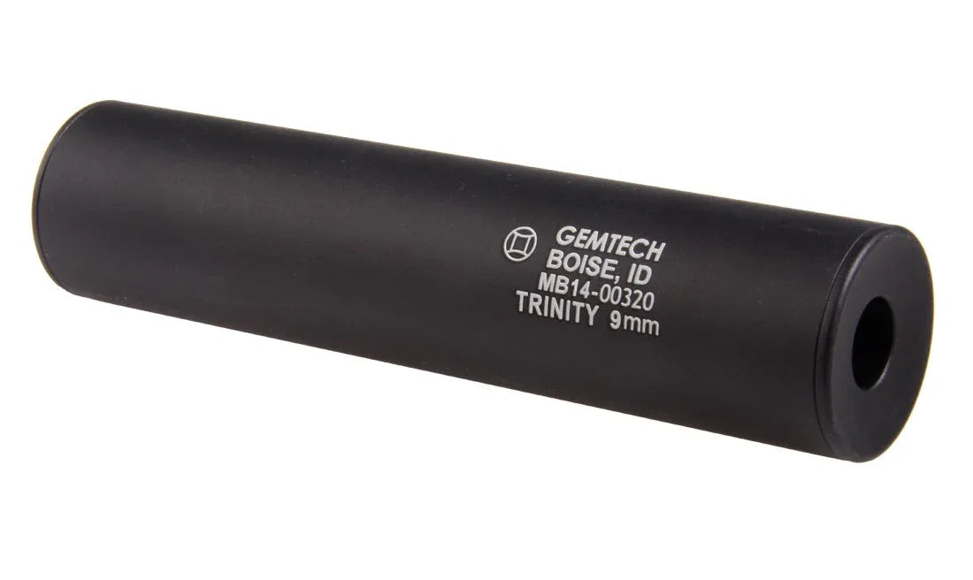 MADBULL Gemtech Trinity 9mm Silencer in sleek black finish with precision engineering