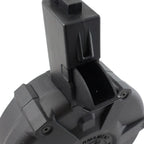 Close-up of G&G DRUM MAGAZINE ARP9 showcasing the feed area and sleek design for airsoft use