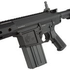 G&G KNIGHTARMS SR25 AEG with black design and ergonomic grip for airsoft enthusiasts