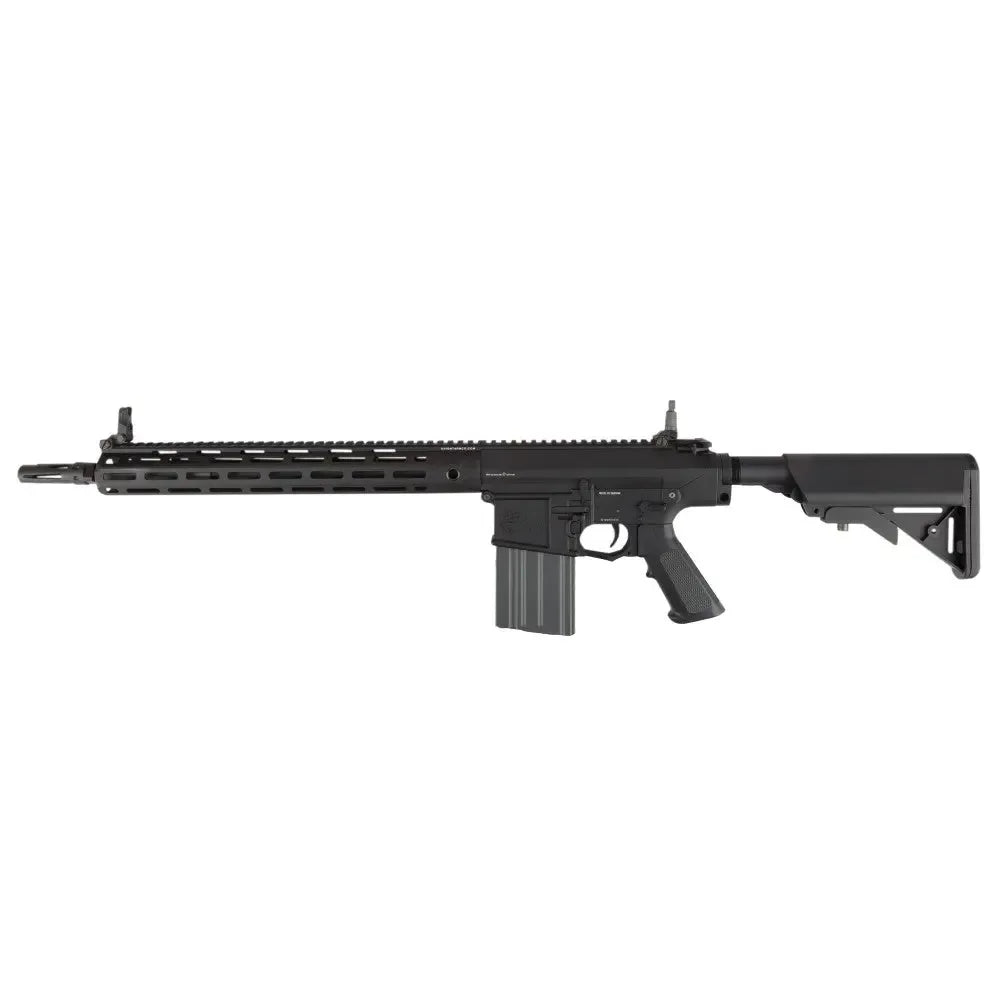 G&G KNIGHTARMS SR25 AEG in sleek black design with tactical features for airsoft enthusiasts