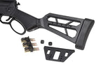 G&G LEVAR LEVER ACTION GBB AIRSOFT rifle stock with accessories including ammo holder and adjustment piece