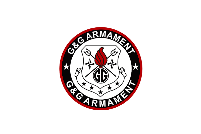 G&G sticker patch featuring red and black design with G&G Armament logo and flame emblem