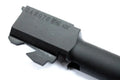 Close-up view of Guarder threaded steel outer barrel for Tokyo Marui G17 with precision markings