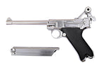 WE TECH Pistol with Chrome Finish and Black Grip, Includes Extra Magazine for Enhanced Performance