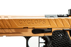 ECHO1 Cyclops HI CAPA AIRSOFT pistol with detailed gold and black textured grip