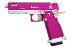 Army Armament hi-capa pink airsoft pistol with silver accents and textured grip