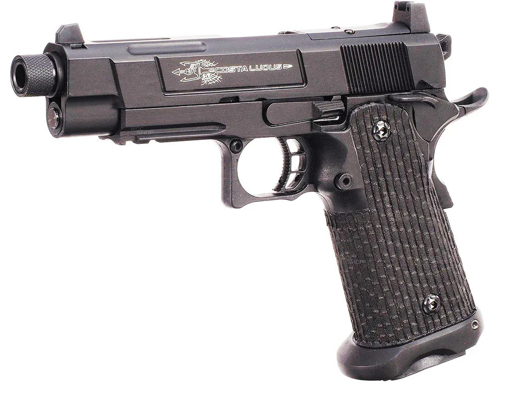 ARMY ARMAMENT hi-capa rmr black pistol with textured grip and threaded barrel