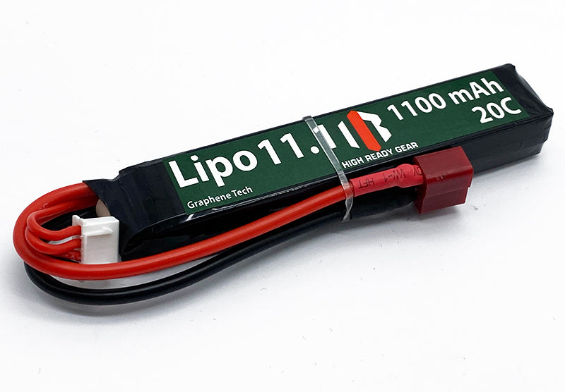 Batterie li-po HIGH READY GEAR 1100 mAh 20C avec connecteurs rouge et noir
