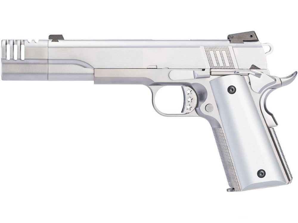 AW CUSTOM Hitman 1911 airsoft pistol with silver finish and precision detailing for tactical gameplay
