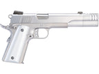 AW CUSTOM Hitman 1911 airsoft pistol in silver with enhanced features for precision shooting