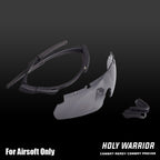 Holy Warrior airsoft protective goggles with adjustable straps and interchangeable lenses for optimal vision