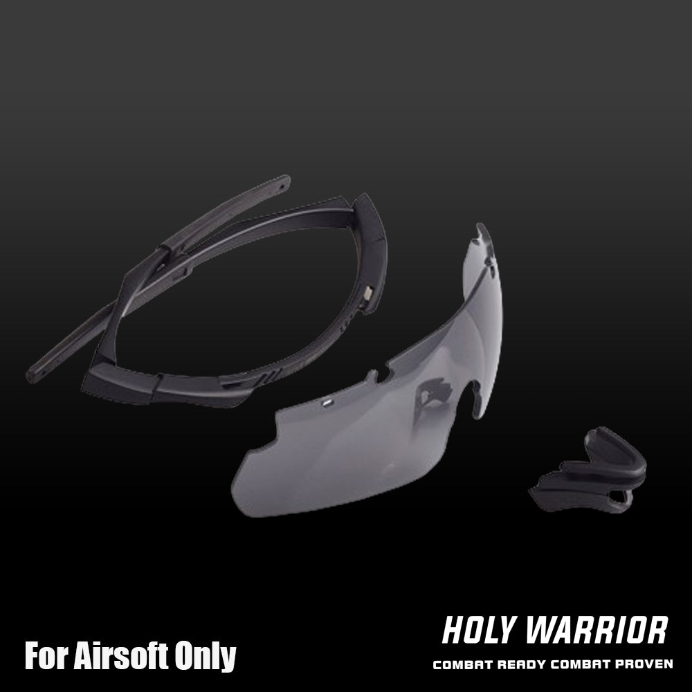 Holy Warrior airsoft protective goggles with adjustable straps and interchangeable lenses for optimal vision