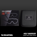Holy Warrior airsoft protective goggles in a sleek carrying case for optimal eye protection