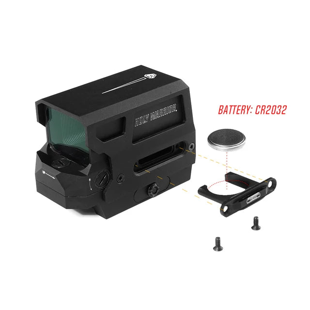 HOLY WARRIOR Reflex Sight with CR2032 Battery Compartment and Mounting Hardware