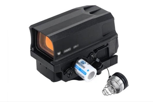 Holy Warrior UH1 Gen2 red dot sight with integrated battery compartment and tactical design