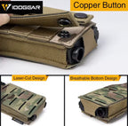 IDOGEAR 556 mag pouch with copper button, laser-cut design, and breathable bottom in camouflage