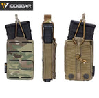 IDOGEAR 556 mag pouch in camouflage and tan colors with adjustable retention cords and MOLLE attachment
