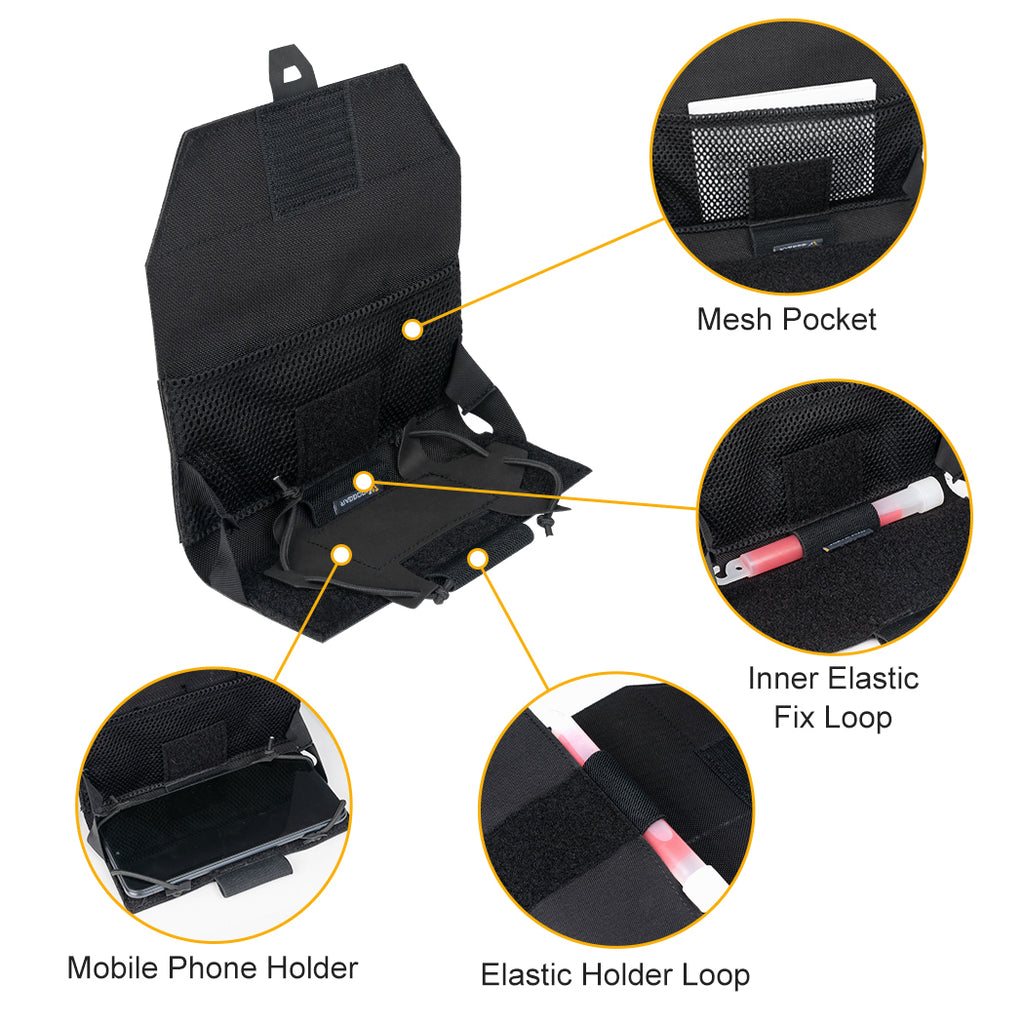 IDOGEAR cellphone pouch with mesh pocket elastic holder loops and mobile phone holder