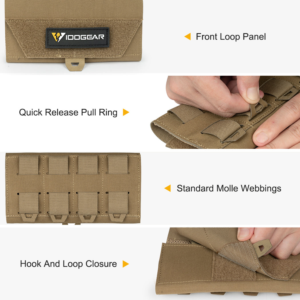 IDOGEAR cellphone pouch with front loop panel quick release pull ring molle webbings and hook and loop closure