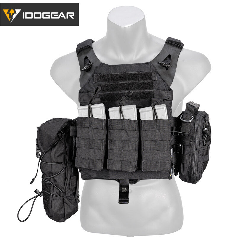 Gilet tactique noir IDOGEAR chesplate jpc2 avec poches modulaires et rangement pour chargeurs