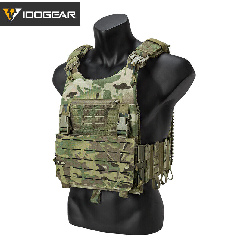 Gilet tactique camouflage CHESPLATE LSR IDOGEAR avec sangles ajustables et poches multiples