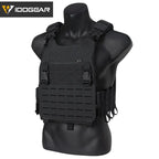 Gilet tactique noir IDOGEAR CHESPLATE LSR avec sangles réglables et panneaux modulaires