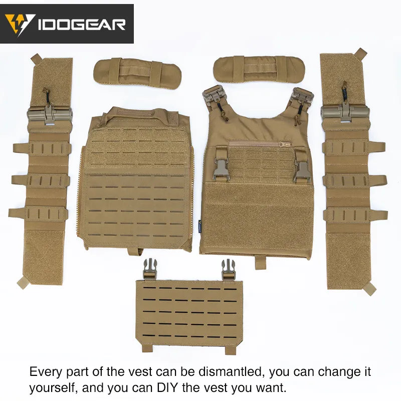 Gilet tactique CHESPLATE LSR IDOGEAR en kit démontable couleur sable pour personnalisation