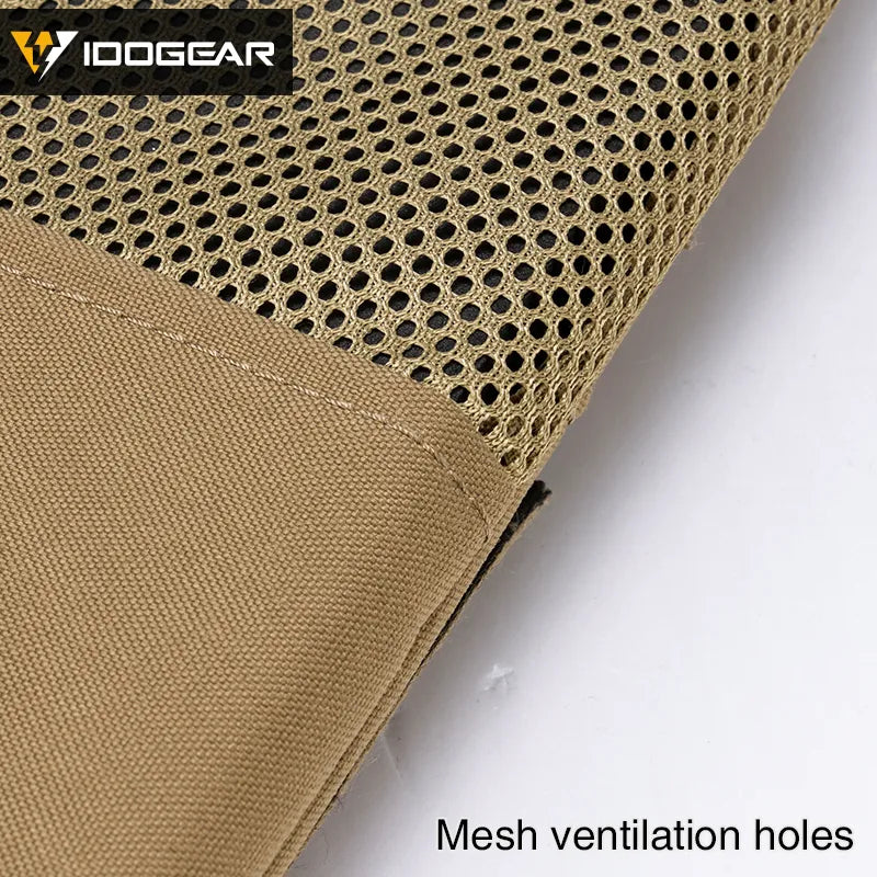 Détail des trous de ventilation en mesh sur vêtement IDOGEAR CHESPLATE LSR couleur sable