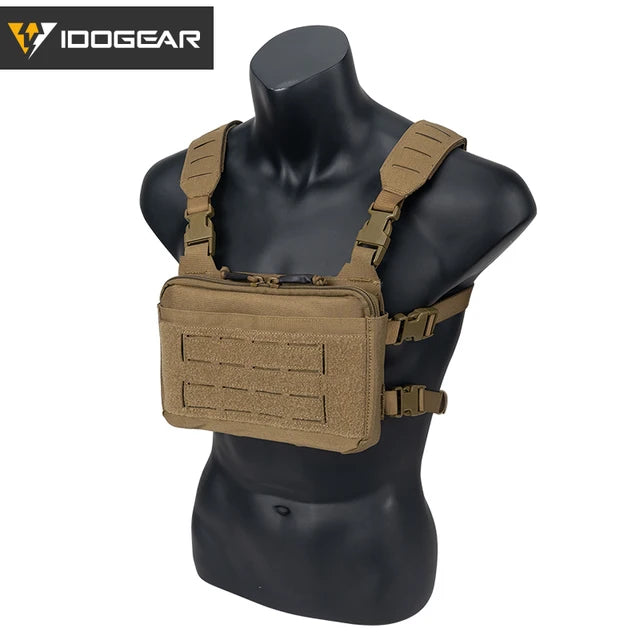 Gilet tactique IDOGEAR CHEST RIG KGR marron avec sangles réglables pour transport sécurisé