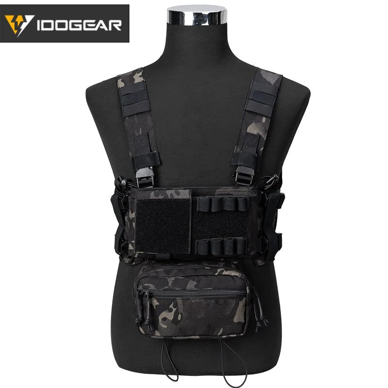 Chest rig MK3 IDOGEAR camouflage noir avec poches multiples et sangles réglables